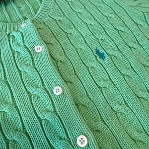Green Cotton Ralph Lauren Girls Cardigan - Size L